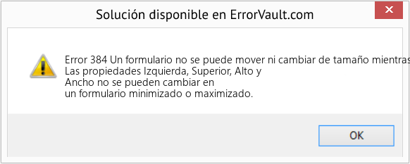 Fix Un formulario no se puede mover ni cambiar de tamaño mientras esté minimizado o maximizado (Error Code 384)