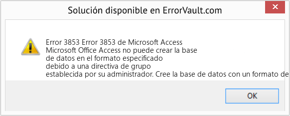 Descargar la herramienta de reparación de errores <?php echo $number; ?> (Error 3853 de Microsoft Access) Fix Error 3853 de Microsoft Access (Error Code 3853)