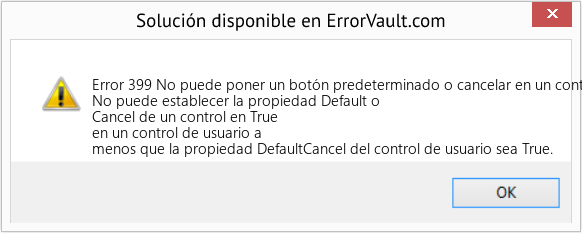 Fix No puede poner un botón predeterminado o cancelar en un control de usuario a menos que su propiedad DefaultCancel esté configurada (Error Code 399)