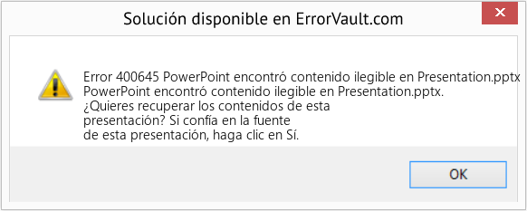 Descargar la herramienta de reparación de errores <?php echo $number; ?> (PowerPoint encontró contenido ilegible en Presentation.pptx) Fix PowerPoint encontró contenido ilegible en Presentation.pptx (Error Code 400645)