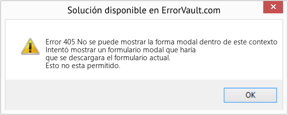 Fix No se puede mostrar la forma modal dentro de este contexto (Error Code 405)