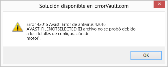 Fix Avast! Error de antivirus 42016 (Error Code 42016)