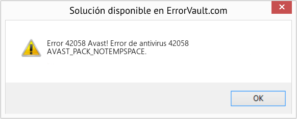 Fix Avast! Error de antivirus 42058 (Error Code 42058)