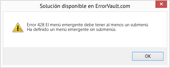 Fix El menú emergente debe tener al menos un submenú (Error Code 428)