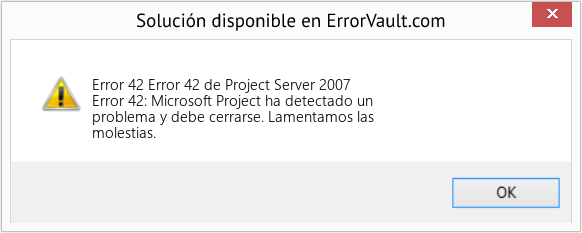 Descargar la herramienta de reparación de errores <?php echo $number; ?> (Error 42 de Project Server 2007) Fix Error 42 de Project Server 2007 (Error Code 42)