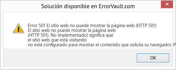 Descargar la herramienta de reparación de errores <?php echo $number; ?> (El sitio web no puede mostrar la página web (HTTP 501)) Fix El sitio web no puede mostrar la página web (HTTP 501) (Error Code 501)