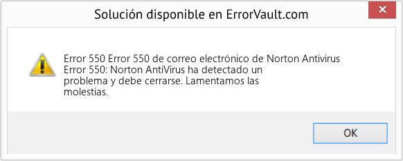 Fix Error 550 de correo electrónico de Norton Antivirus (Error Code 550)