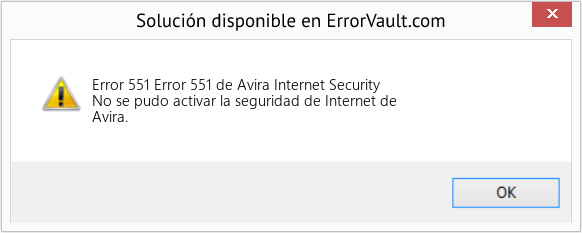 Fix Error 551 de Avira Internet Security (Error Code 551)