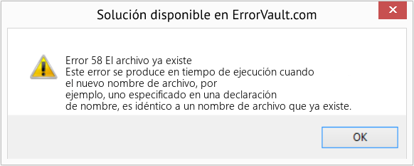 Fix El archivo ya existe (Error Code 58)