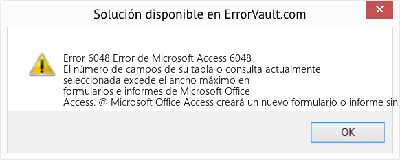 Fix Error de Microsoft Access 6048 (Error Code 6048)