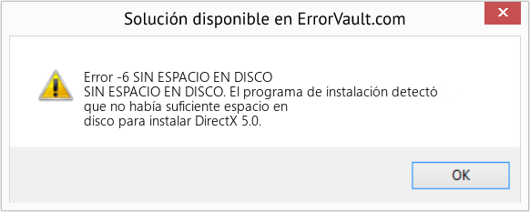 Fix SIN ESPACIO EN DISCO (Error Code -6)