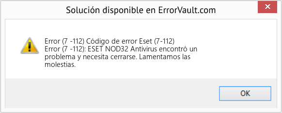 Fix Código de error Eset (7-112) (Error Code (7 -112))