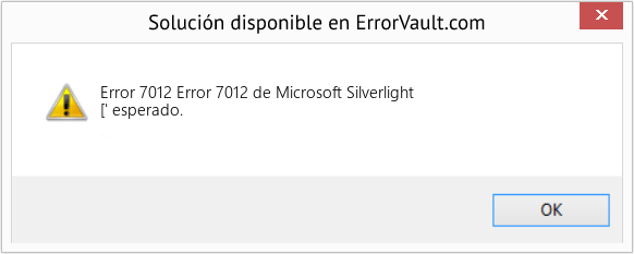 Descargar la herramienta de reparación de errores <?php echo $number; ?> (Error 7012 de Microsoft Silverlight) Fix Error 7012 de Microsoft Silverlight (Error Code 7012)