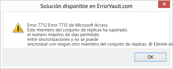 Descargar la herramienta de reparación de errores <?php echo $number; ?> (Error 7712 de Microsoft Access) Fix Error 7712 de Microsoft Access (Error Code 7712)