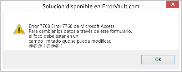 Descargar la herramienta de reparación de errores <?php echo $number; ?> (Error 7768 de Microsoft Access) Fix Error 7768 de Microsoft Access (Error Code 7768)