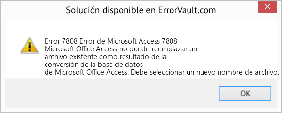 Descargar la herramienta de reparación de errores <?php echo $number; ?> (Error de Microsoft Access 7808) Fix Error de Microsoft Access 7808 (Error Code 7808)