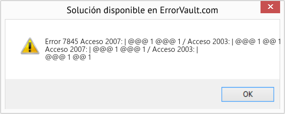 Descargar la herramienta de reparación de errores <?php echo $number; ?> (Acceso 2007: | @@@ 1 @@@ 1 / Acceso 2003: | @@@ 1 @@ 1) Fix Acceso 2007: | @@@ 1 @@@ 1 / Acceso 2003: | @@@ 1 @@ 1 (Error Code 7845)