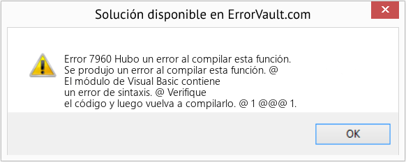 Descargar la herramienta de reparación de errores <?php echo $number; ?> (Hubo un error al compilar esta función.) Fix Hubo un error al compilar esta función. (Error Code 7960)