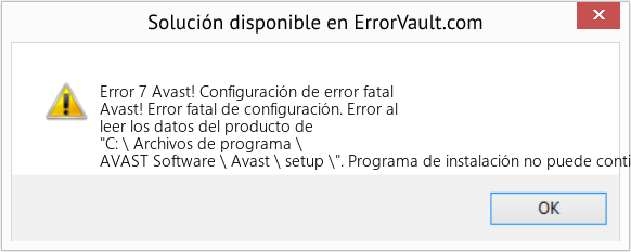 Fix Avast! Configuración de error fatal (Error Code 7)