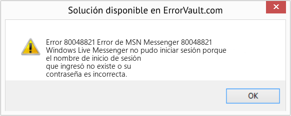 Fix Error de MSN Messenger 80048821 (Error Code 80048821)