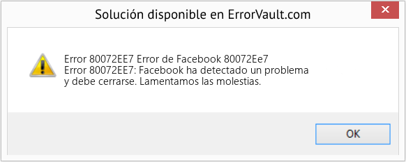 Descargar la herramienta de reparación de errores <?php echo $number; ?> (Error de Facebook 80072Ee7) Fix Error de Facebook 80072Ee7 (Error Code 80072EE7)