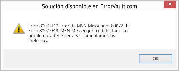 Fix Error de MSN Messenger 80072F19 (Error Code 80072F19)