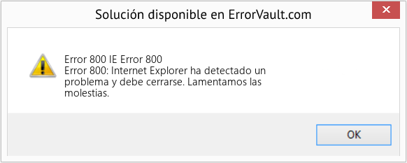 Fix IE Error 800 (Error Code 800)