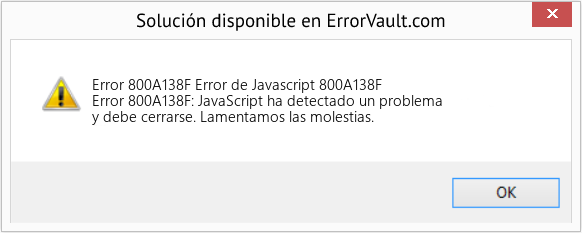 Fix Error de Javascript 800A138F (Error Code 800A138F)