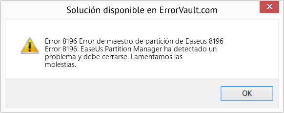 Fix Error de maestro de partición de Easeus 8196 (Error Code 8196)