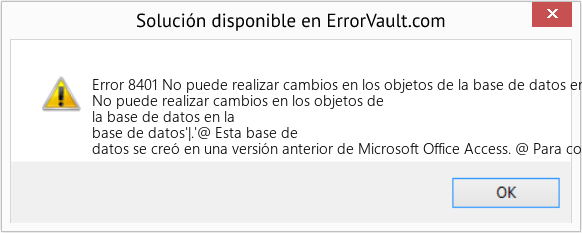 Descargar la herramienta de reparación de errores <?php echo $number; ?> (No puede realizar cambios en los objetos de la base de datos en la base de datos '|) Fix No puede realizar cambios en los objetos de la base de datos en la base de datos '| (Error Code 8401)