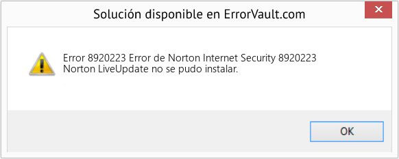 Fix Error de Norton Internet Security 8920223 (Error Code 8920223)