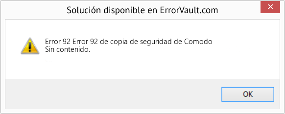Descargar la herramienta de reparación de errores <?php echo $number; ?> (Error 92 de copia de seguridad de Comodo) Fix Error 92 de copia de seguridad de Comodo (Error Code 92)