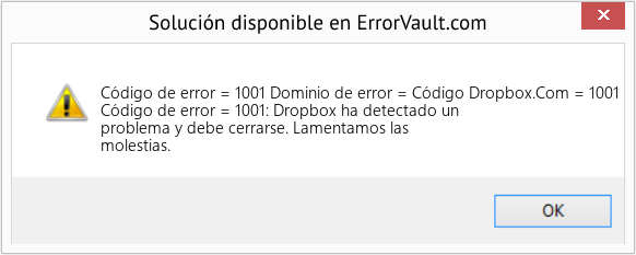 Fix Dominio de error = Código Dropbox.Com = 1001 (Error Código de error = 1001)