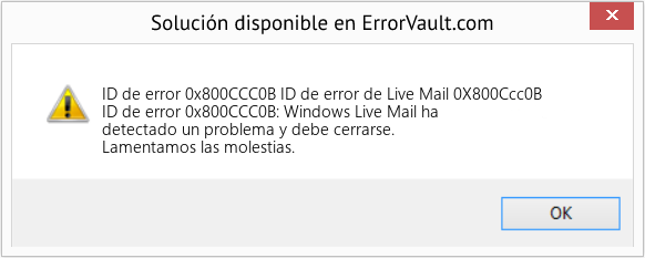 Fix ID de error de Live Mail 0X800Ccc0B (Error ID de error 0x800CCC0B)