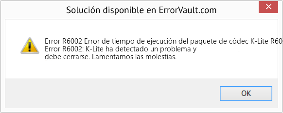 Fix Error de tiempo de ejecución del paquete de códec K-Lite R6002 (Error Code R6002)