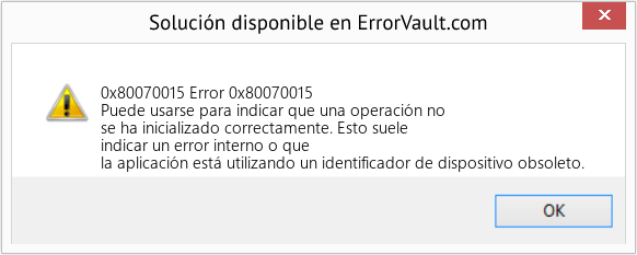 Fix Error 0x80070015 (Error 0x80070015)