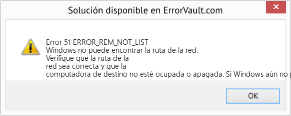 Fix ERROR_REM_NOT_LIST (Error Error 51)