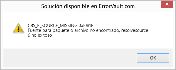 Fix 0xf081F (Error CBS_E_SOURCE_MISSING)