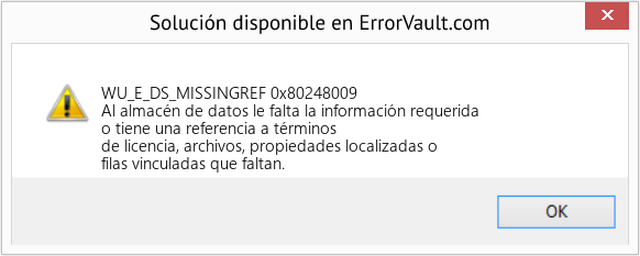 Fix 0x80248009 (Error WU_E_DS_MISSINGREF)