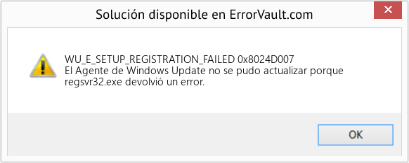 Fix 0x8024D007 (Error WU_E_SETUP_REGISTRATION_FAILED)