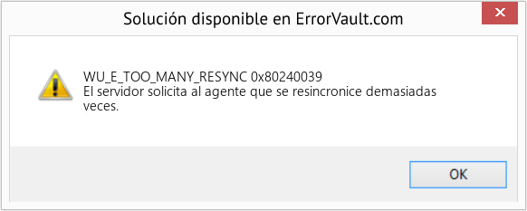 Fix 0x80240039 (Error WU_E_TOO_MANY_RESYNC)