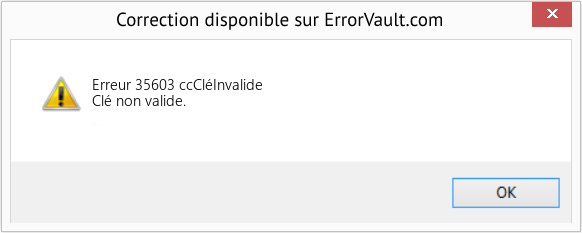 Fix ccCléInvalide (Error Erreur 35603)