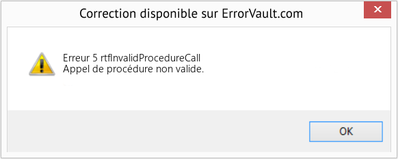 Fix rtfInvalidProcedureCall (Error Erreur 5)