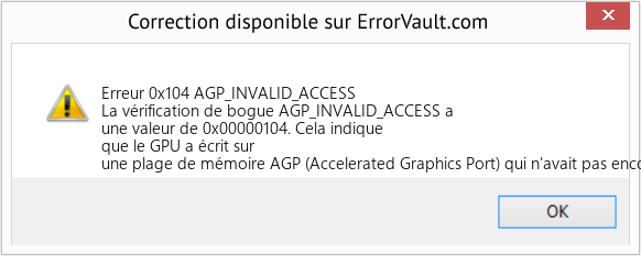 Fix AGP_INVALID_ACCESS (Error Erreur 0x104)