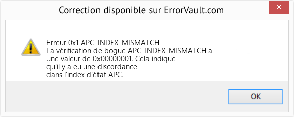 Fix APC_INDEX_MISMATCH (Error Erreur 0x1)