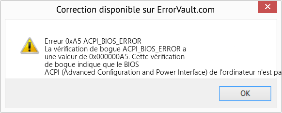Fix ACPI_BIOS_ERROR (Error Erreur 0xA5)