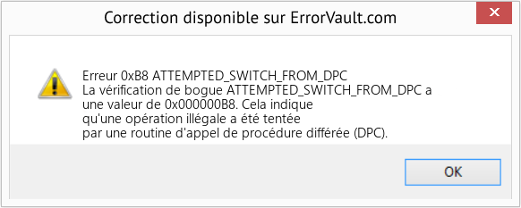 Fix ATTEMPTED_SWITCH_FROM_DPC (Error Erreur 0xB8)