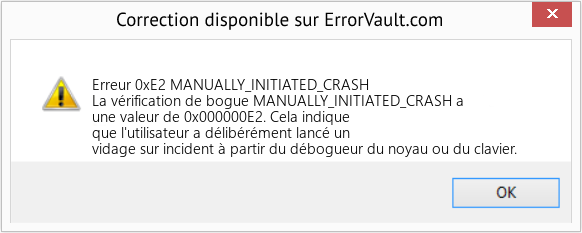 Fix MANUALLY_INITIATED_CRASH (Error Erreur 0xE2)
