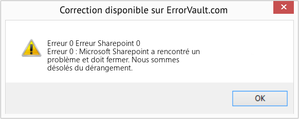 Download Error Erreur 0 (Erreur Sharepoint 0) Repair Tool Fix Erreur Sharepoint 0 (Error Erreur 0)