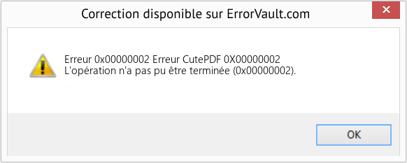 Fix Erreur CutePDF 0X00000002 (Error Erreur 0x00000002)